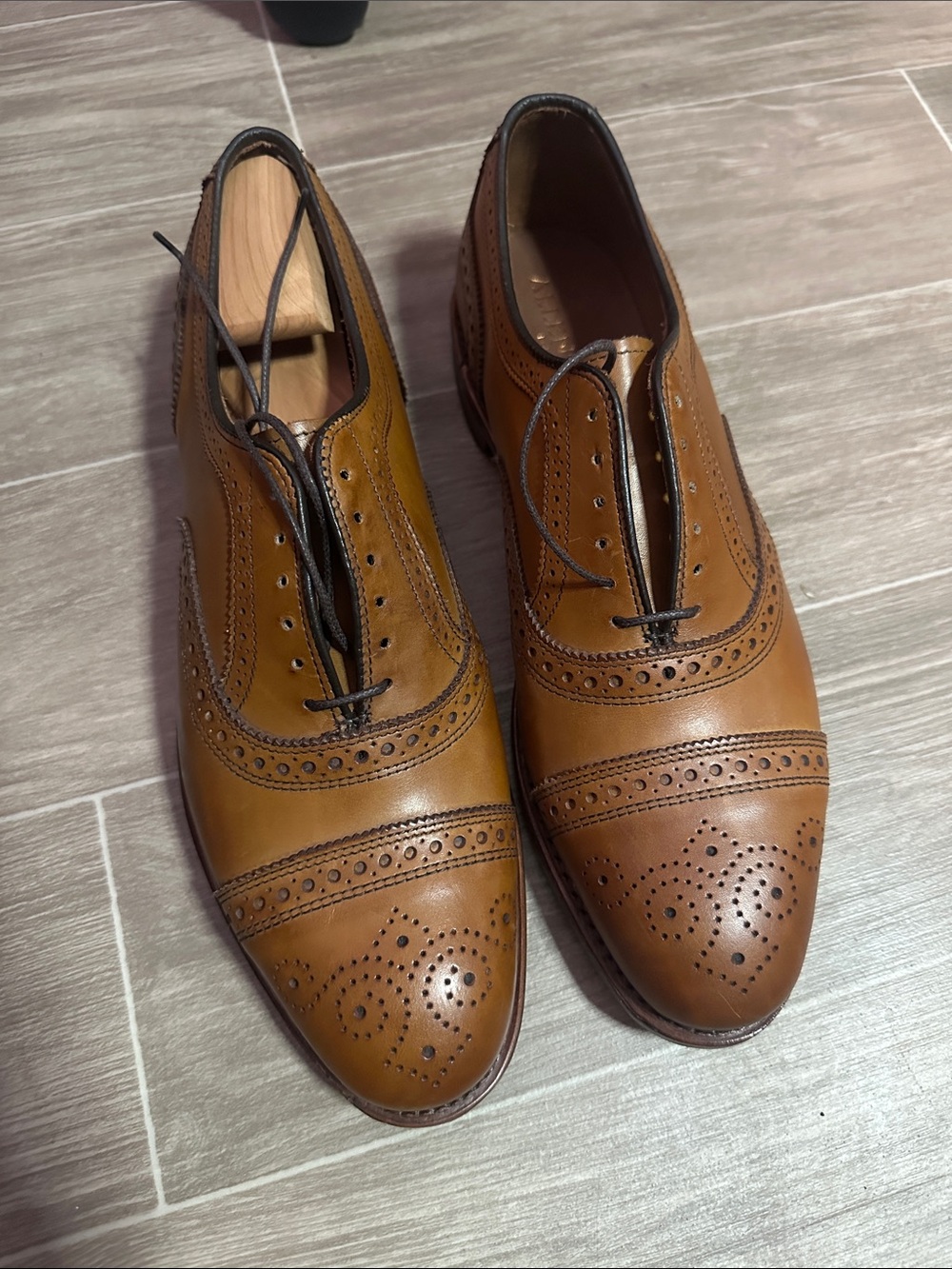 Allen Edmonds Two-Tone Brown Leather Wingtip Oxfords